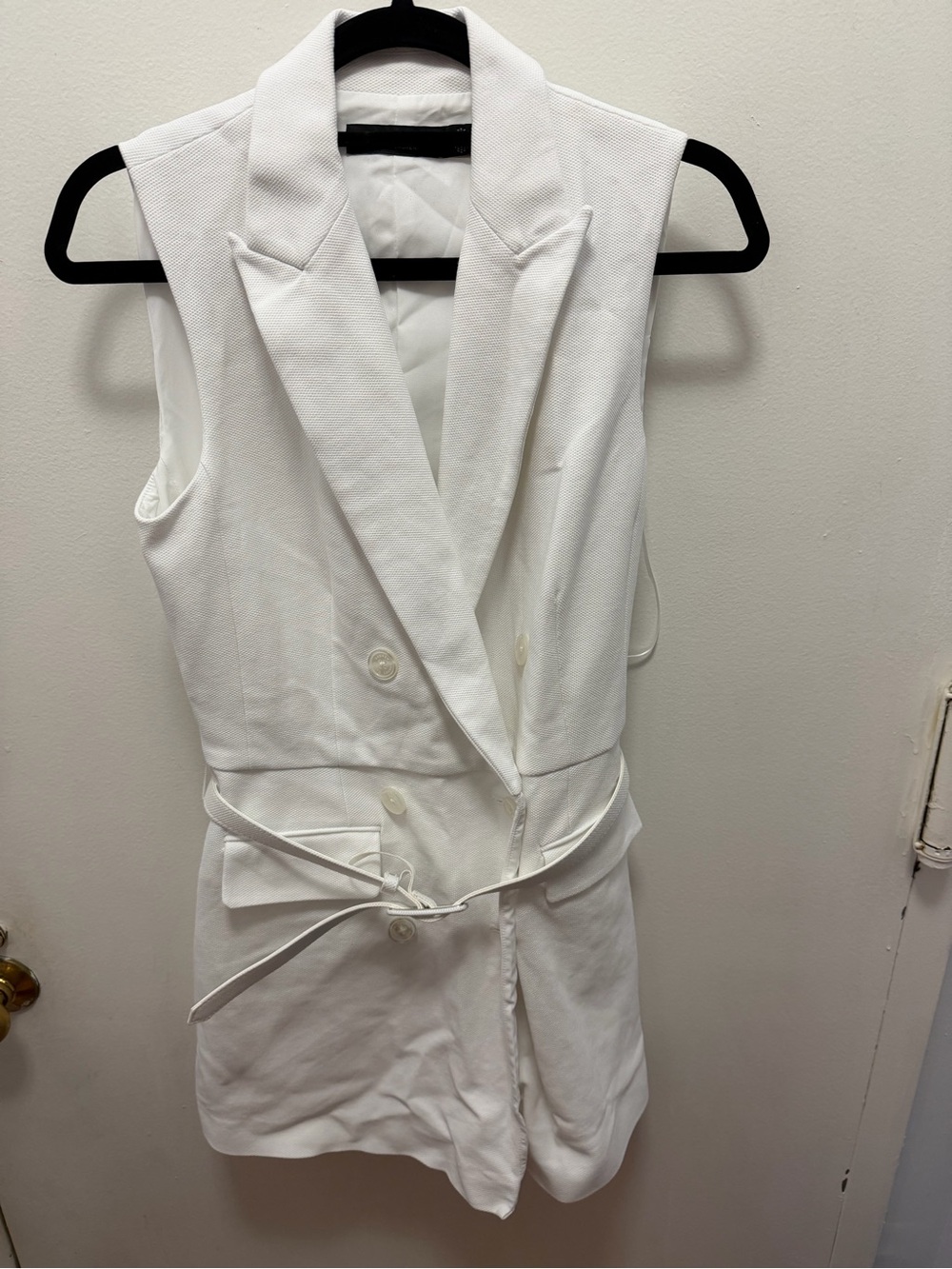 Ralph Lauren White Sleeveless Double-Breasted Belted Blazer Romper